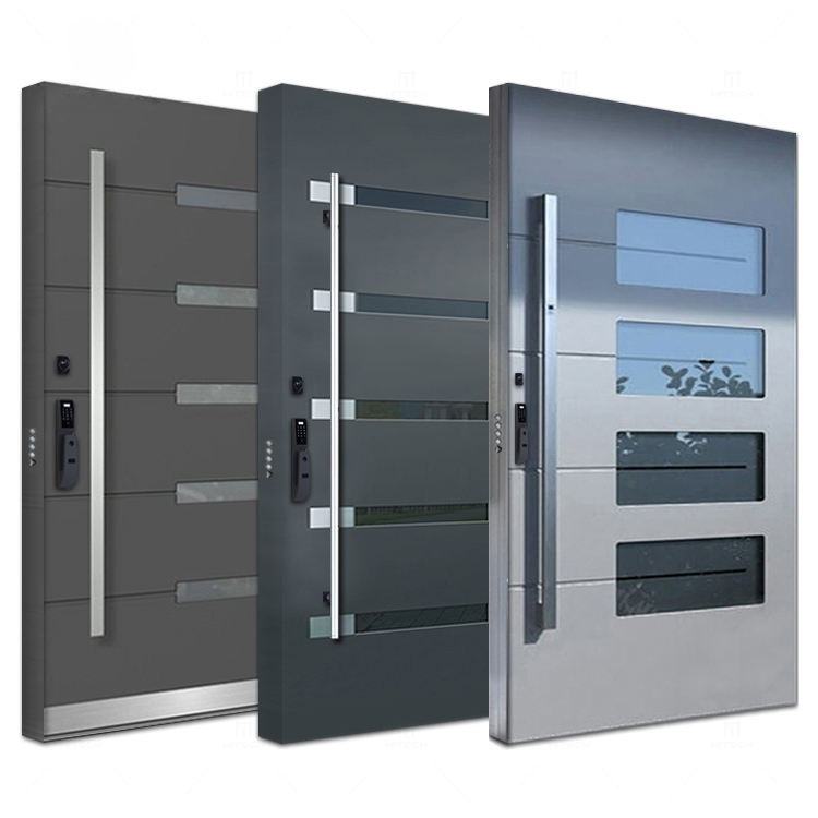 Modern Pivot Entrance Door Aluminum Steel Security Front Entry Door Customized Luxury Exterior Main Door for Villa House
