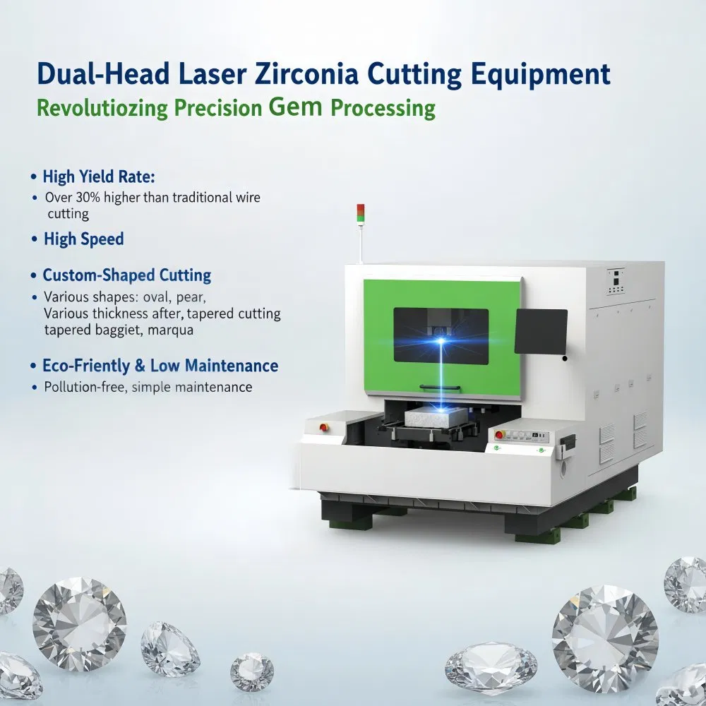 High Efficiency Automated Dual Head Gemstone Processing Laser Diamond Cutting Equipment