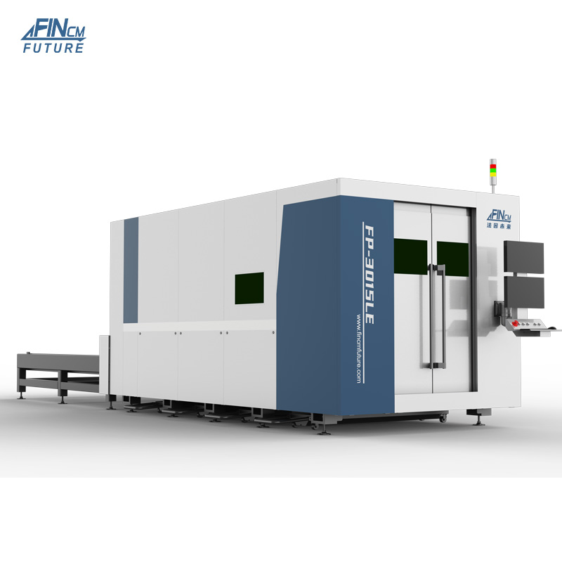 Fin 3kw 6kw 12kw 20kw 30kw 1500mm*3000mm Full Cover Exchange Platform Fibre laser Cutter Equipment for Metal with industrial Chiller