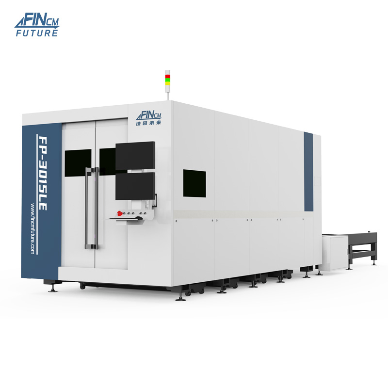 Fin 3kw 6kw 12kw 20kw 30kw 1500mm*3000mm Full Cover Exchange Platform Fibre laser Cutter Equipment for Metal with industrial Chiller