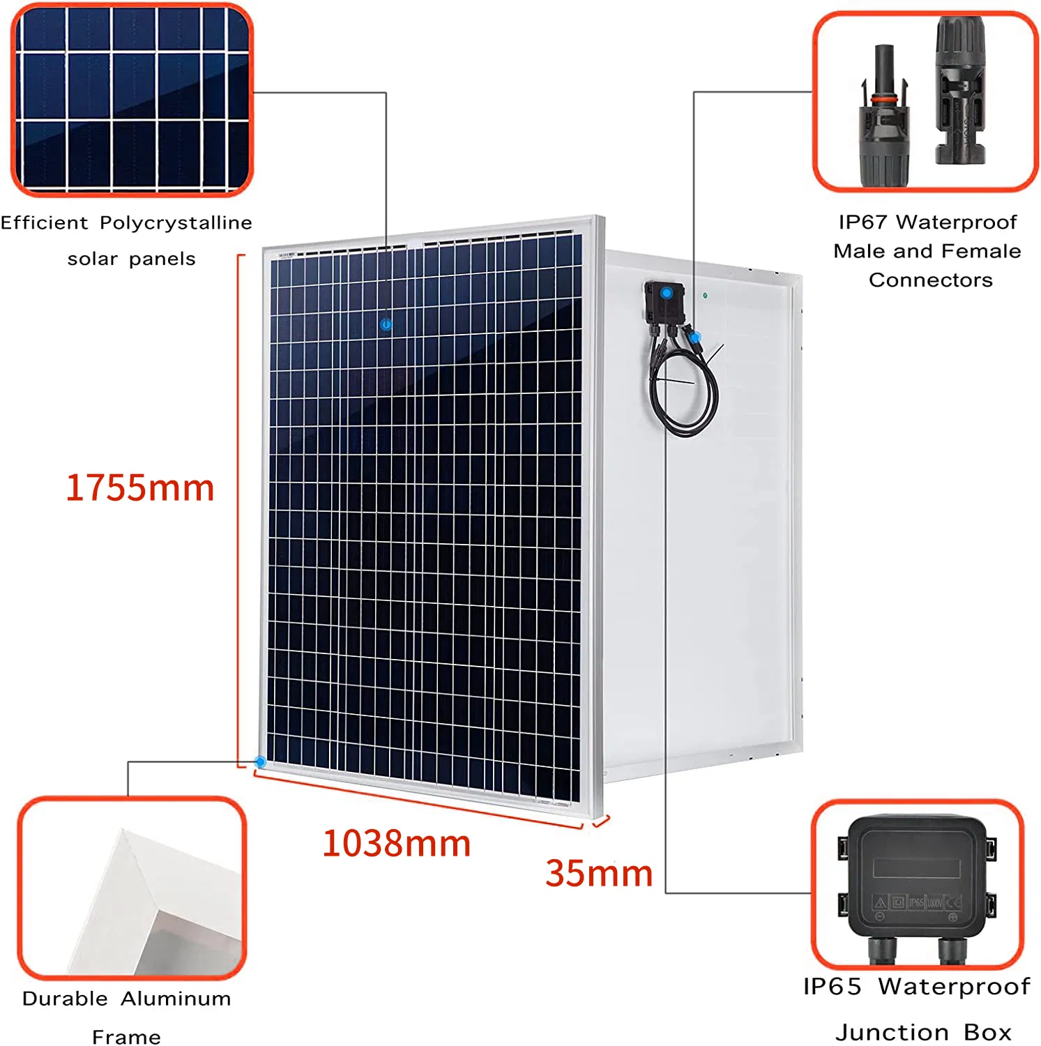 5.5kw Solar Energy System Kit for House – Includes PV Panels, Battery, Inverter, Mounting Brackets
