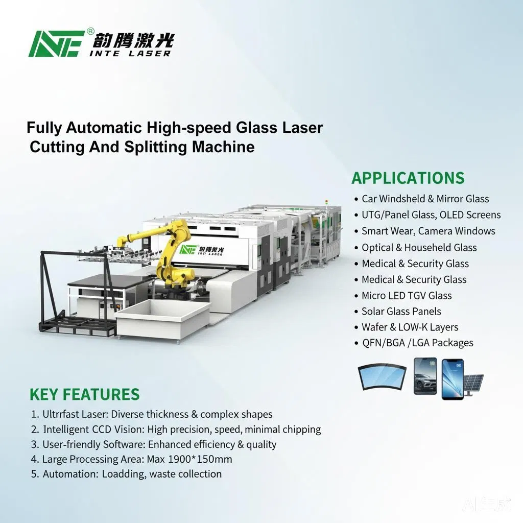 Advanced Fully Automated Large-Format Glass Cutting &amp; Splitting System with Infrared Picosecond Laser for Premium Automotive, Architectural, and Electronics