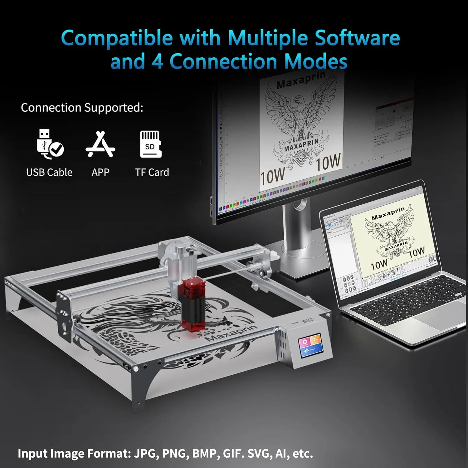 Ortur Laser Master 3 10W, Desktop Engraver Machine with Air Assist, Plug &amp; Play, Safe for Beginners to Engrave Phone Cases, Tumblers, Wood Art