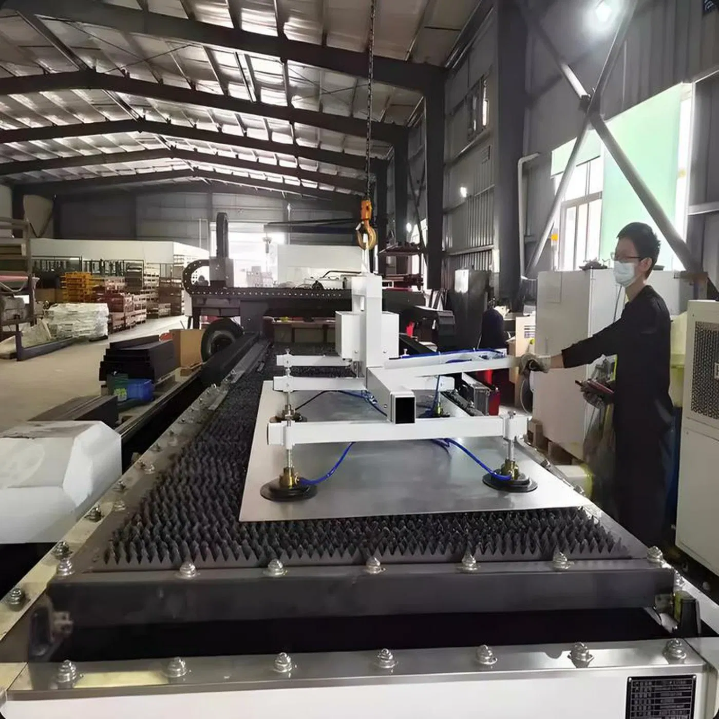 90degree Turn Over Glass Panel Vacuum Suction Laser Feeding System