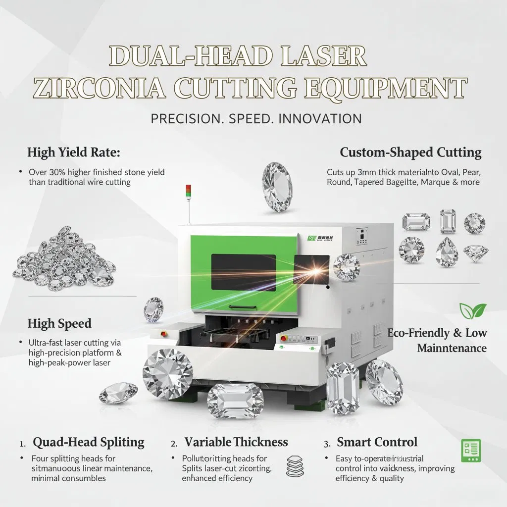 High Precision Dual Head Sapphire Laser Cutting Machine for Watch Glass and Jewelry Processing
