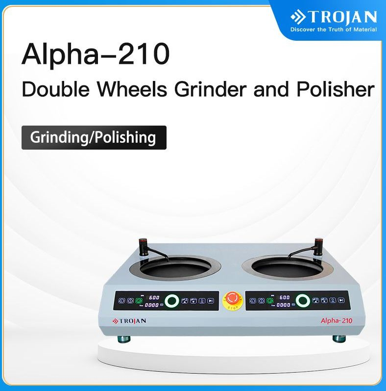 Alpha 210 Lab-Grade Vibratory Cutting Polishing Machine Metallurgical Polisher Grinder Dual-Wheel Metallographic Polishing Equipment with Grinding Kit