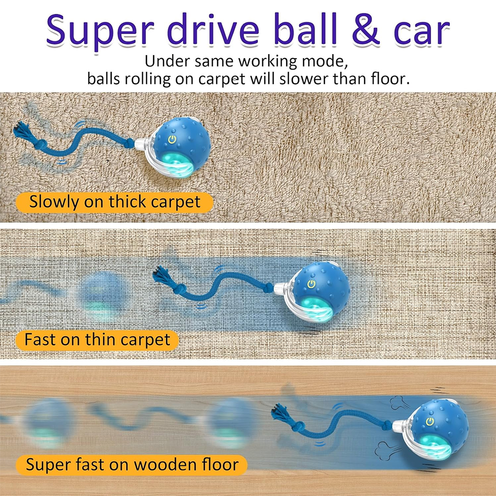 360&deg; Automatic Interactive Pet Toy Fast Rolling Carpet Ball with Rope Bird Chirping Motion Cat Toy