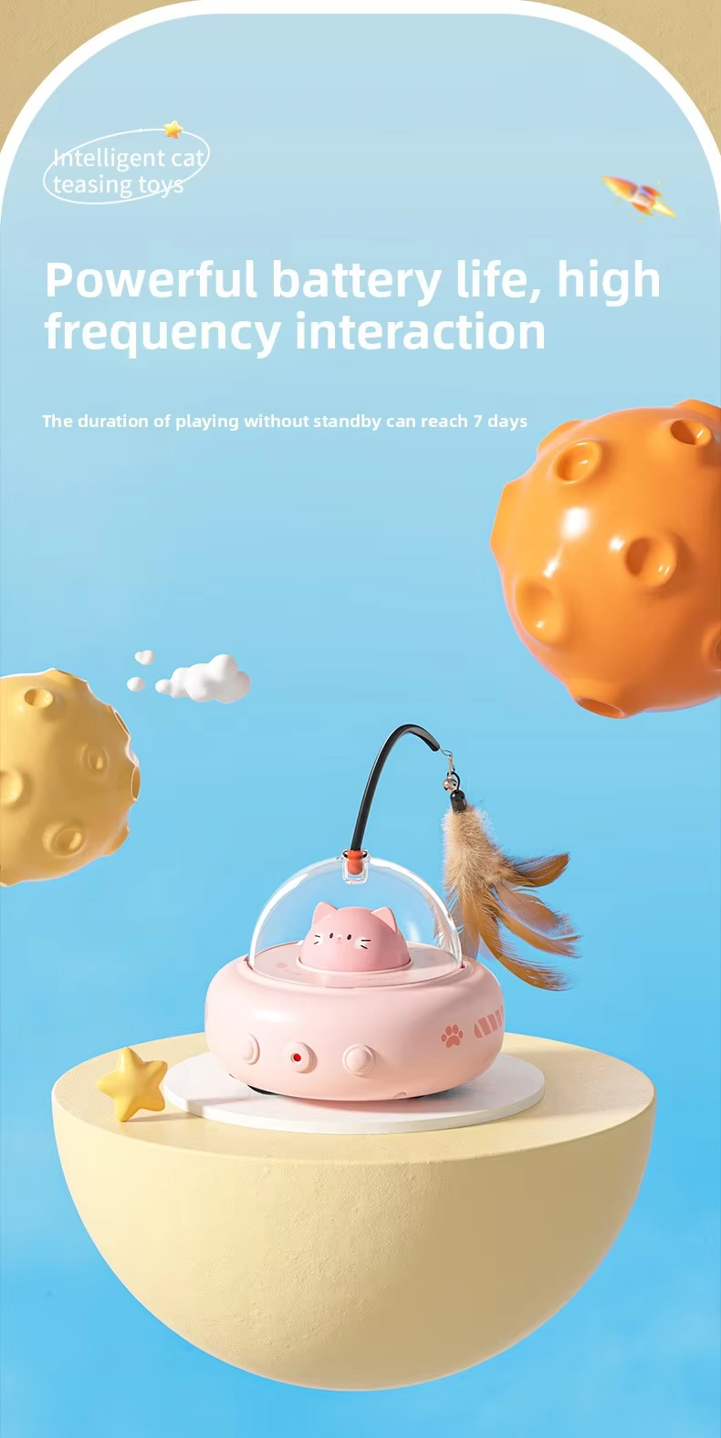 Interactive Smart Teaser Cat Feather Toy