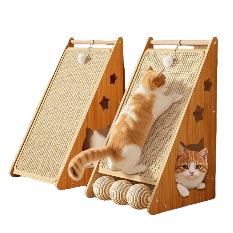 Newly Designed Modern Large Wood Cat Scratching Post Durable Interactive Toy for Cats Indoor Outdoor Use