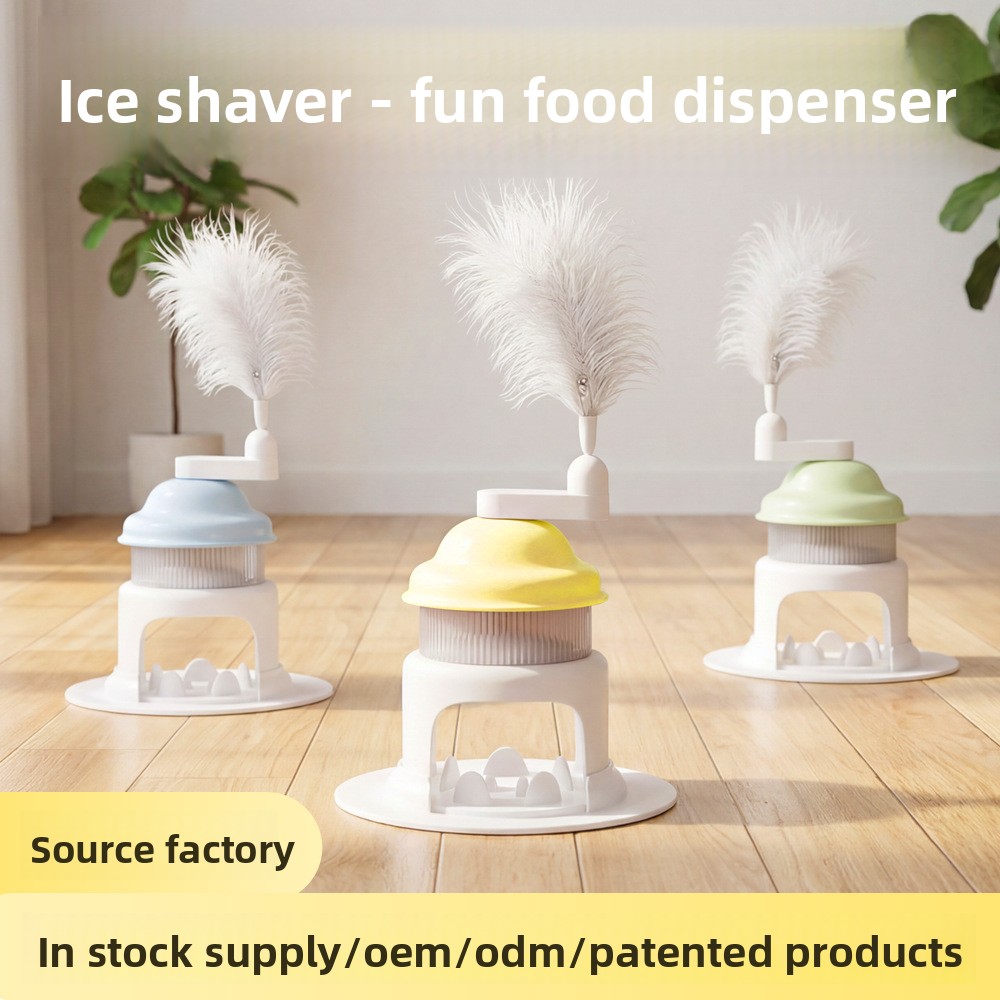 Multi-function Rotating Ice Shaver Cat Puzzle Toy Treat Dispenser Slow Lick Mat Self Amusement Teaser Wand for Indoor Kittens