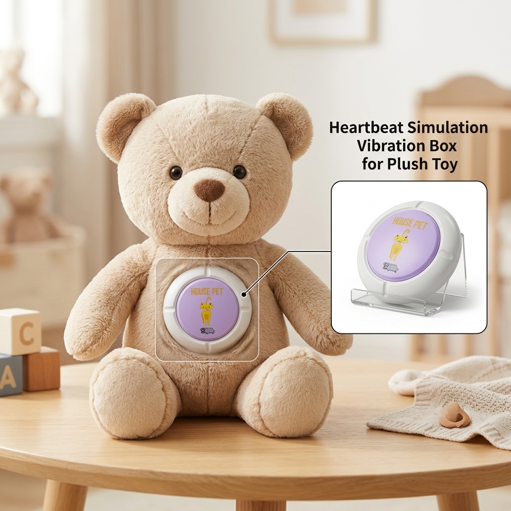 Pet Anxiety Womb Heartbeat Sound Machine Vibration Plush Toy Movement Heartbeat Vibration Module for Sensory Play