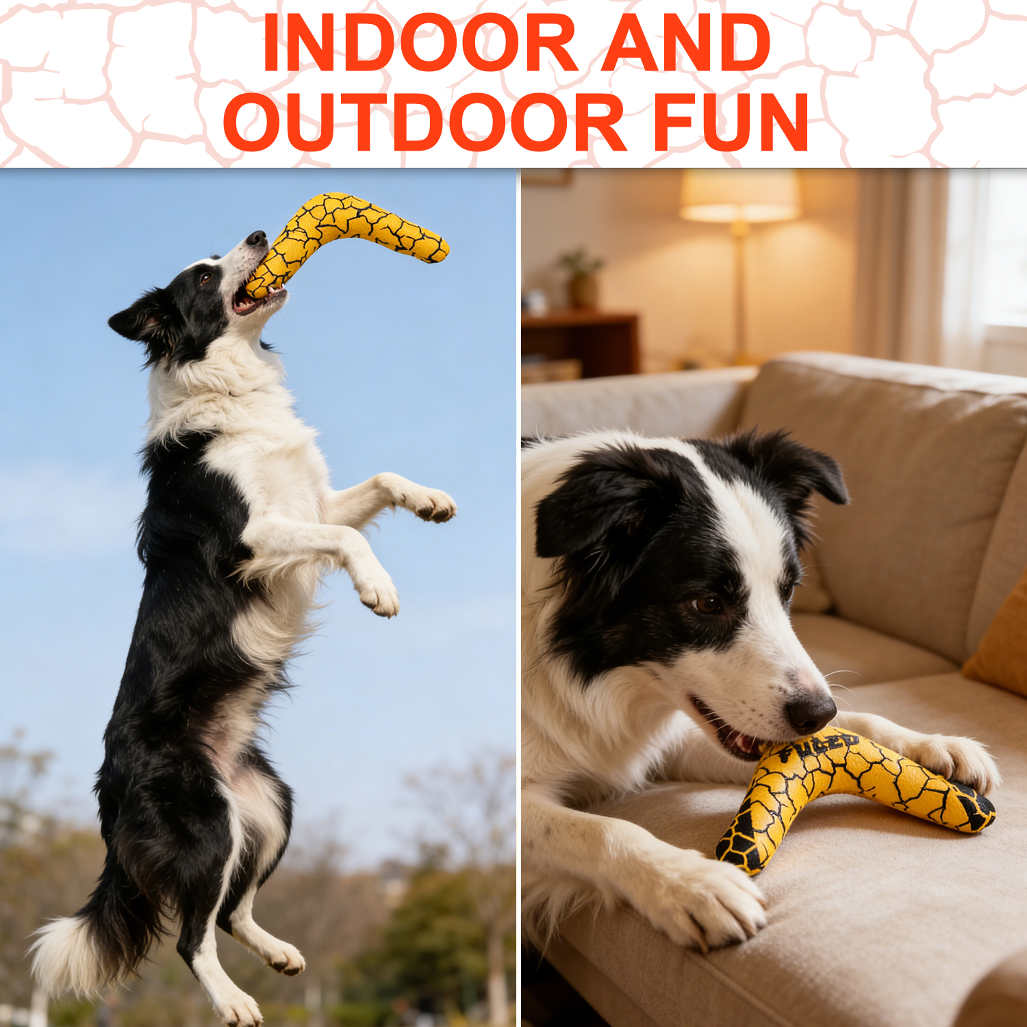 High Quality Durable TPR Dog Boomerang Chew Toy Water-Resistant Floating Classic/Modern Design for Medium/Large Dogs