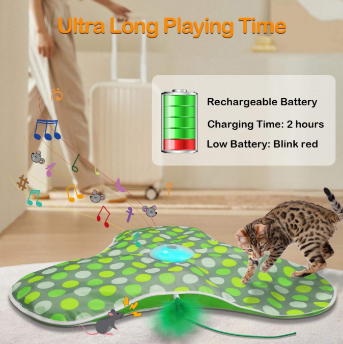 Interactive Eco-friendly Plastic Cat Hunting Toy with Motion-Activated Indoor Play Hide and Seek Feature Rechargeable