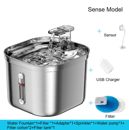 Automatic Full Stainless Steel Safety Material Pet Cats Dogs Pet Water Dispenser With Removable Bowl Drinking Water Fountain