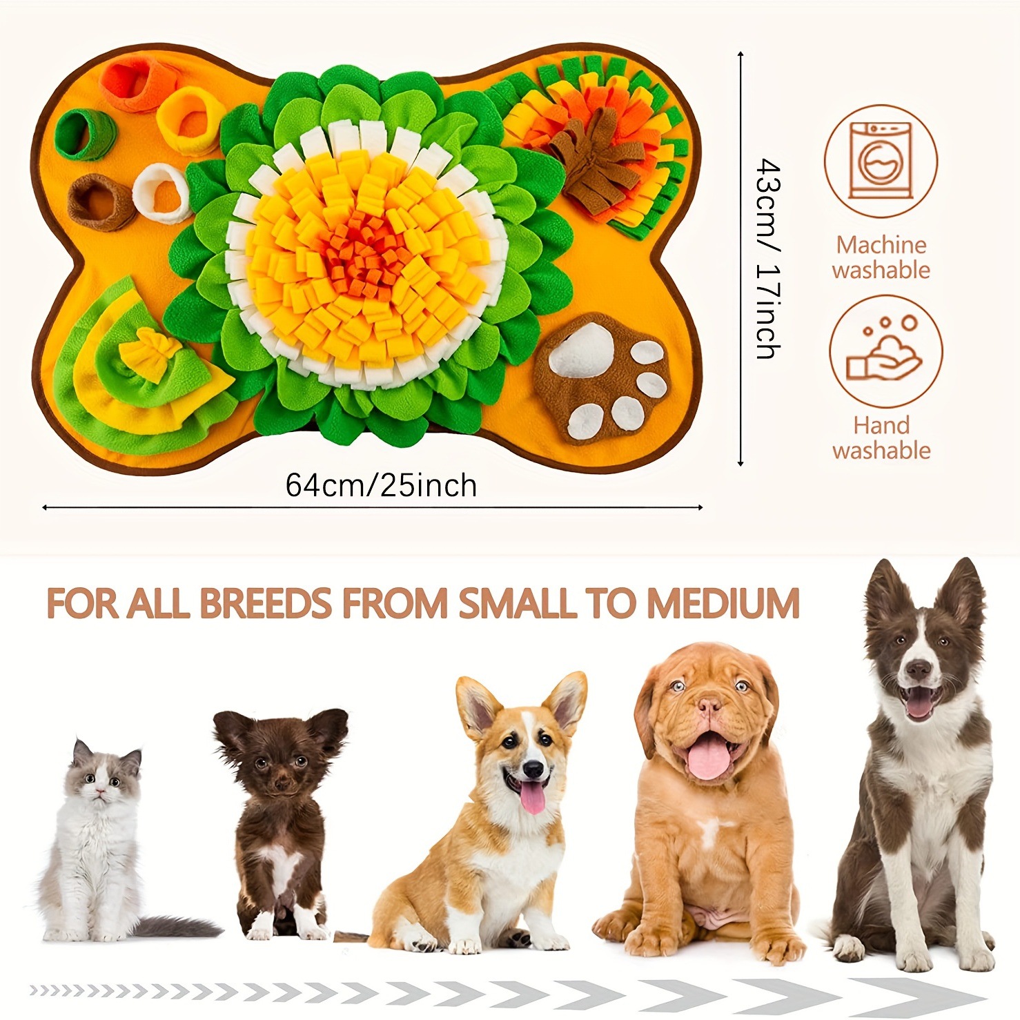 Hot-Selling Pet Snuffle Mat Toy For Cats &amp; Dogs-Washable Hidden Food Puzzle Slow Food Interactive Training Toy