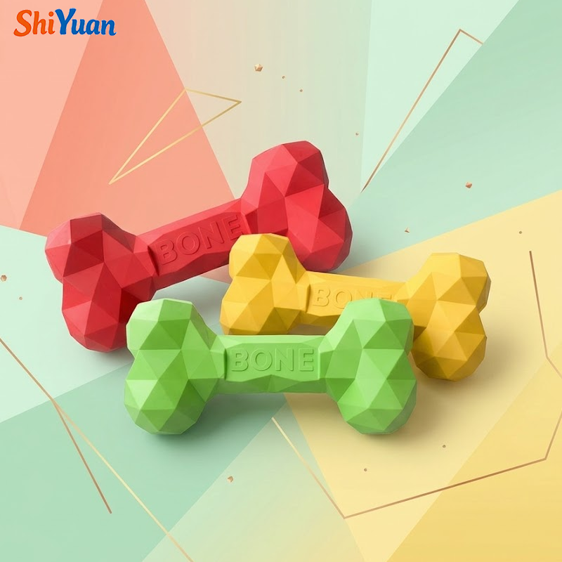 SHIYUAN Diamond Shape Dog Chew Toy, Rubber Treat Dispensing Bone Toy for Small Medium Large Dogs Dog Enrichment Chew Toy