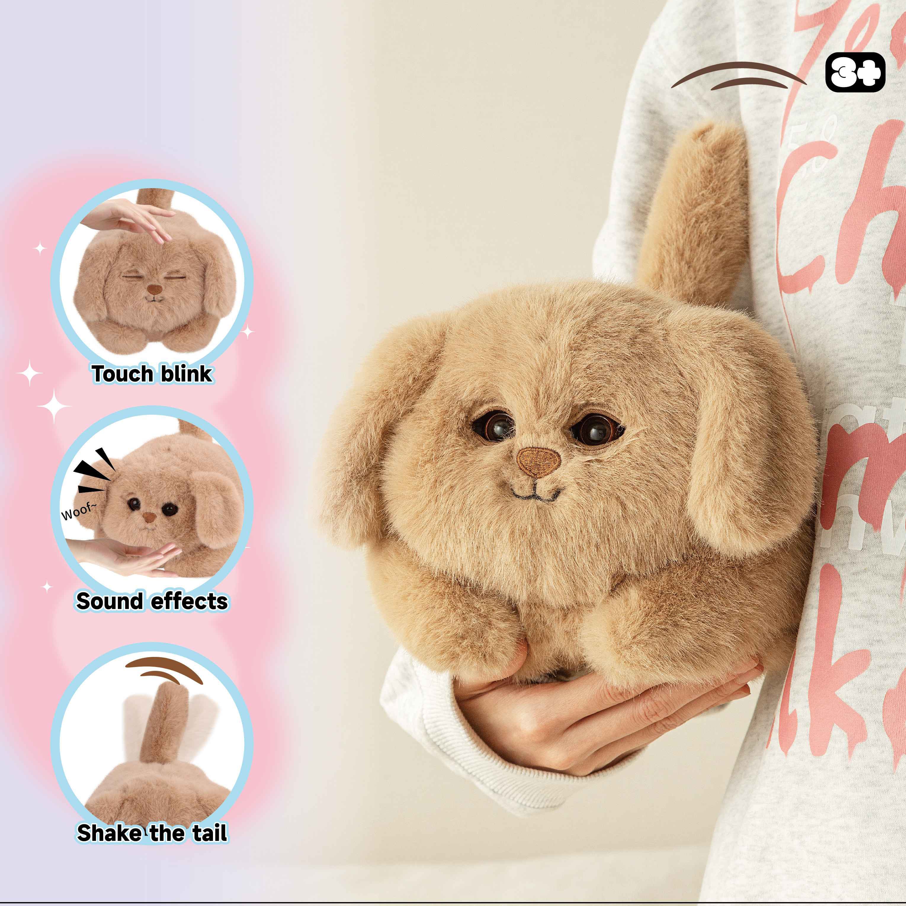 Plush Toys Sensory Soothing Touching Blinking Labrador Interactive Pet Toys