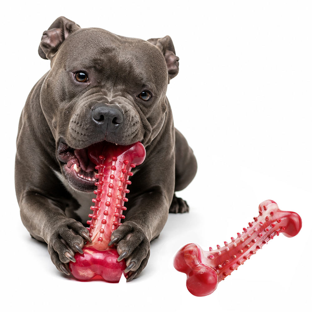 Indestructible Rubber Dog Toy Chew Bones Aggressive Chewers Teething Strong Long Lasting Dog Training Toy For Large Dogs