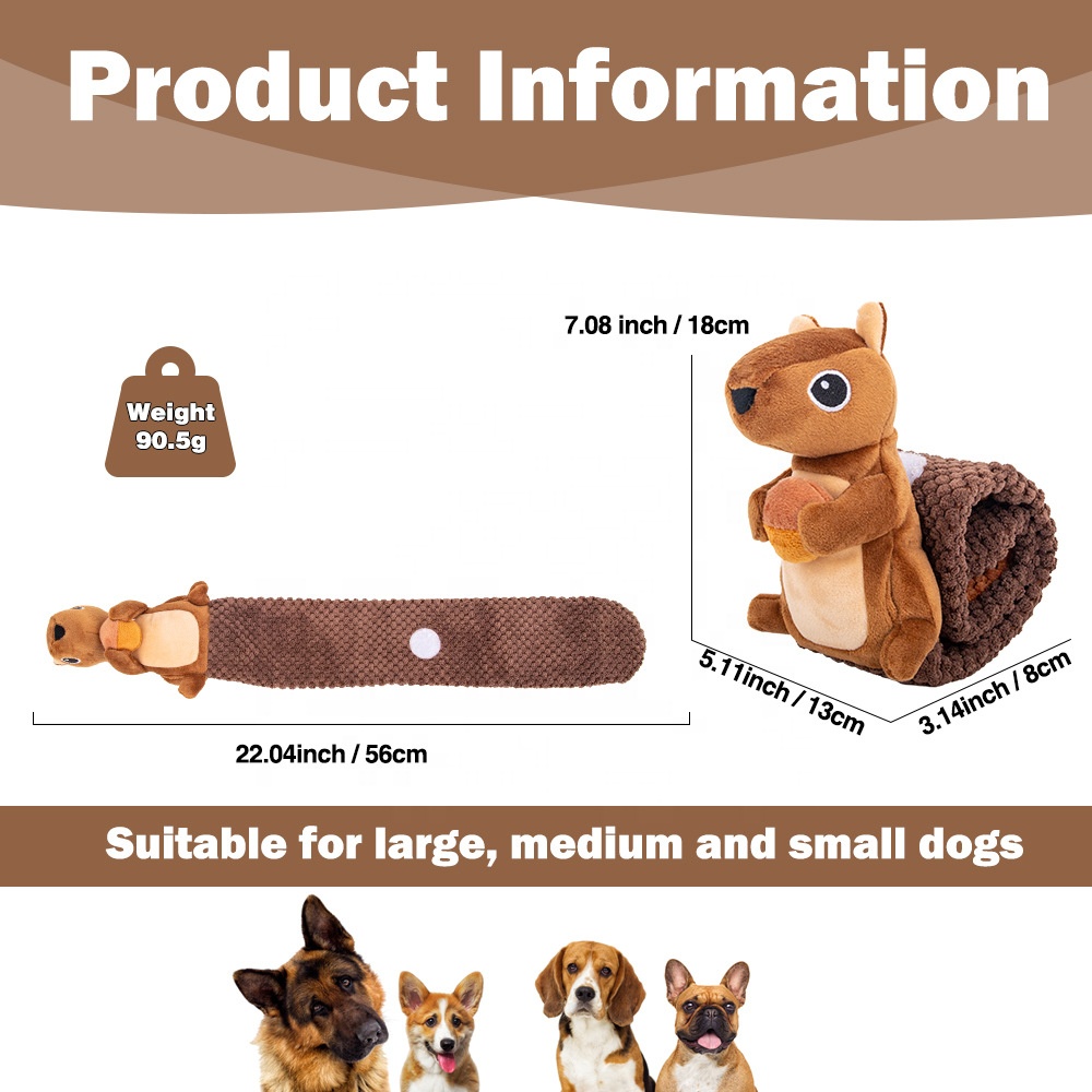 New Design Interactive Treat Dispenser Dog Toys Durable Squirrels Squeaky Snuffle Dog Puzzle Toy