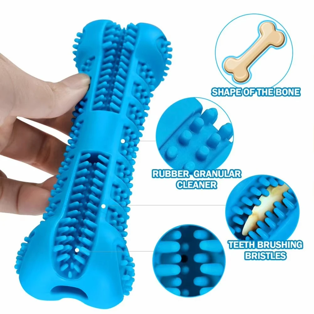 Dog Toothbrush Chew Stick Natural Rubber Interactive Dental Care Toy Bite Resistant Teeth Cleaning Bone Durable All Breeds