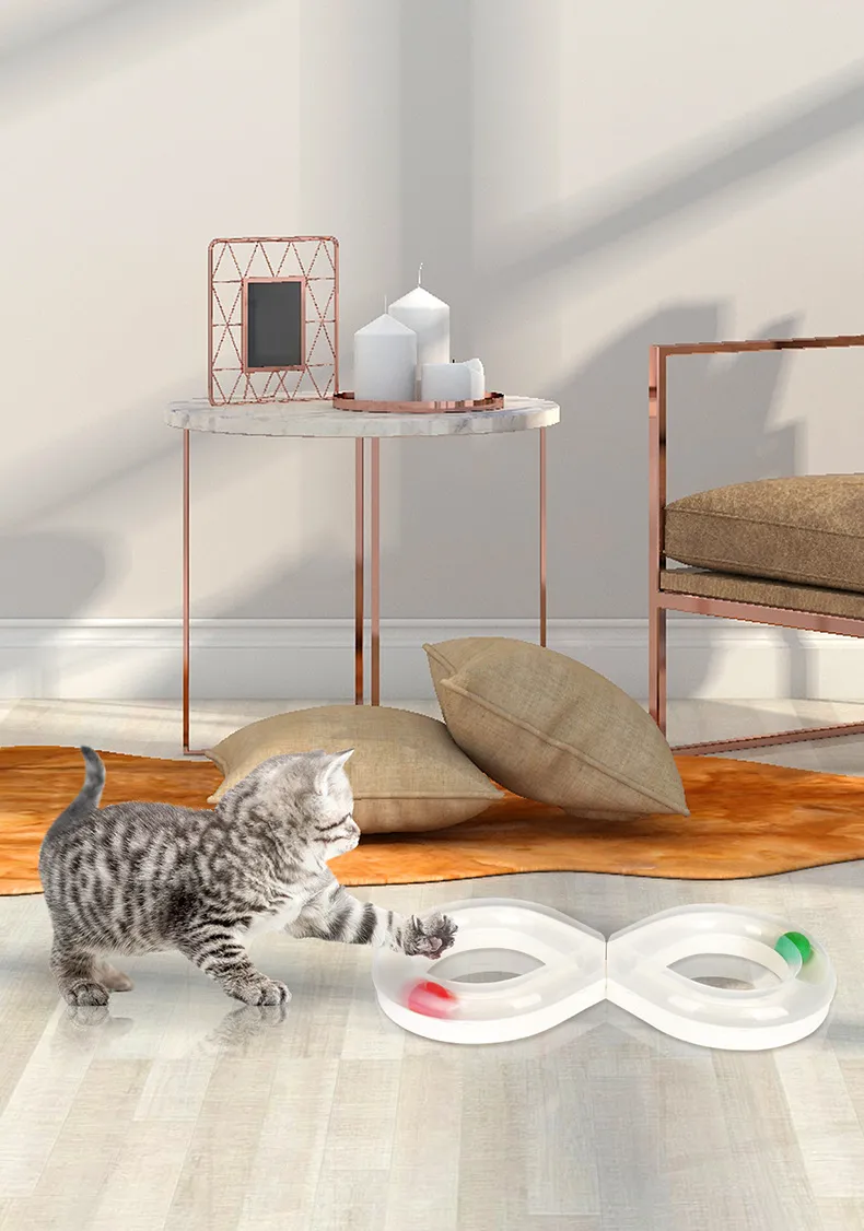 Fun Puzzle Interactive Pet Cat Toy Tunnel Play Cat Tracks Toy with Track Ball