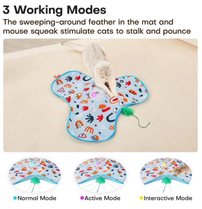 Interactive Eco-friendly Plastic Cat Hunting Toy with Motion-Activated Indoor Play Hide and Seek Feature Rechargeable
