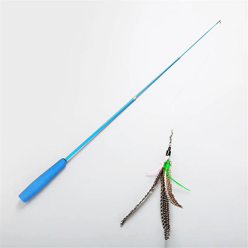 Retractablet Wand Teaser with Feather Cat Toy