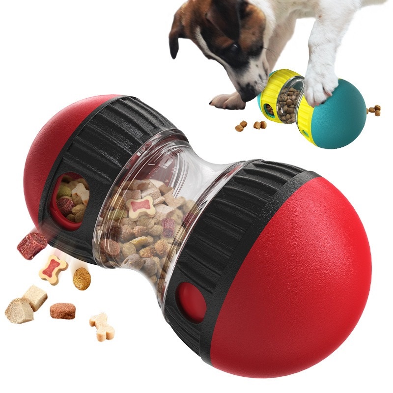 Interactive Chase Barbell Shaped Slow Feeder Eco-Friendly Durable Dog Treat Dispenser Puzzle Toy Pet Chew Toy