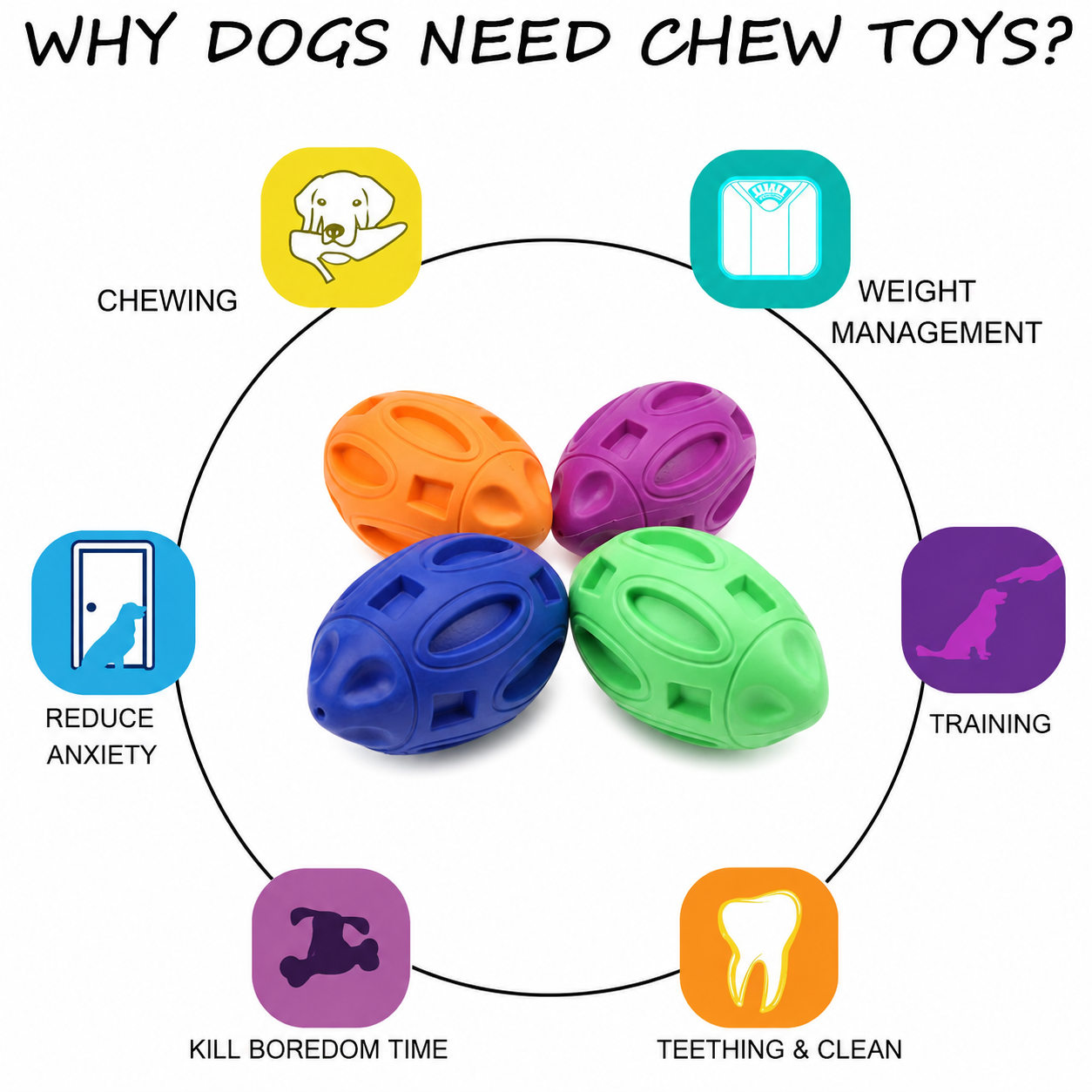 Zhierde Manufacturer Simple Squeaky Chewing Balls Durable Eco-Friendly Rubber Dog Toys for Aggressive Chewers Teeth Cleaning