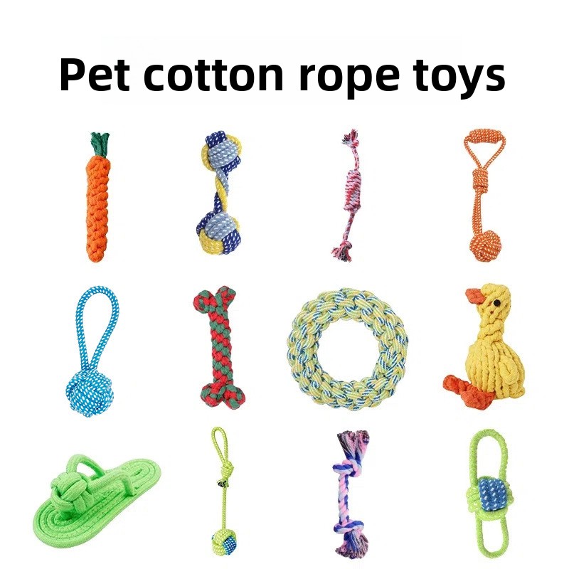 Manufacturer Wholesale Durable Chewable Dental Cleaning Dog Toys Handmade Woven Cotton Rope Knot for Puppies