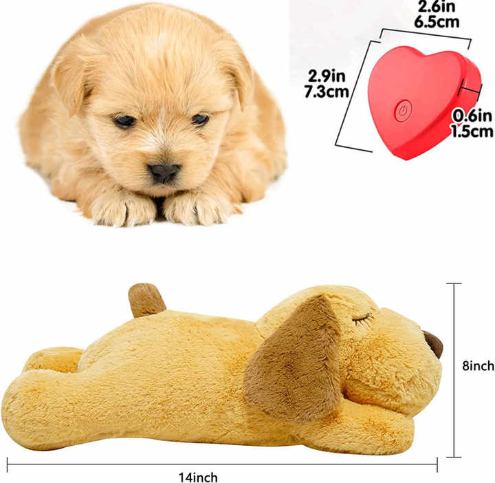 Puppies Separation Anxiety Cartoon Soft Plush Dog Toy with Heartbeat Feature Super Soft Sleeping Buddy &amp; Behavioral Aid