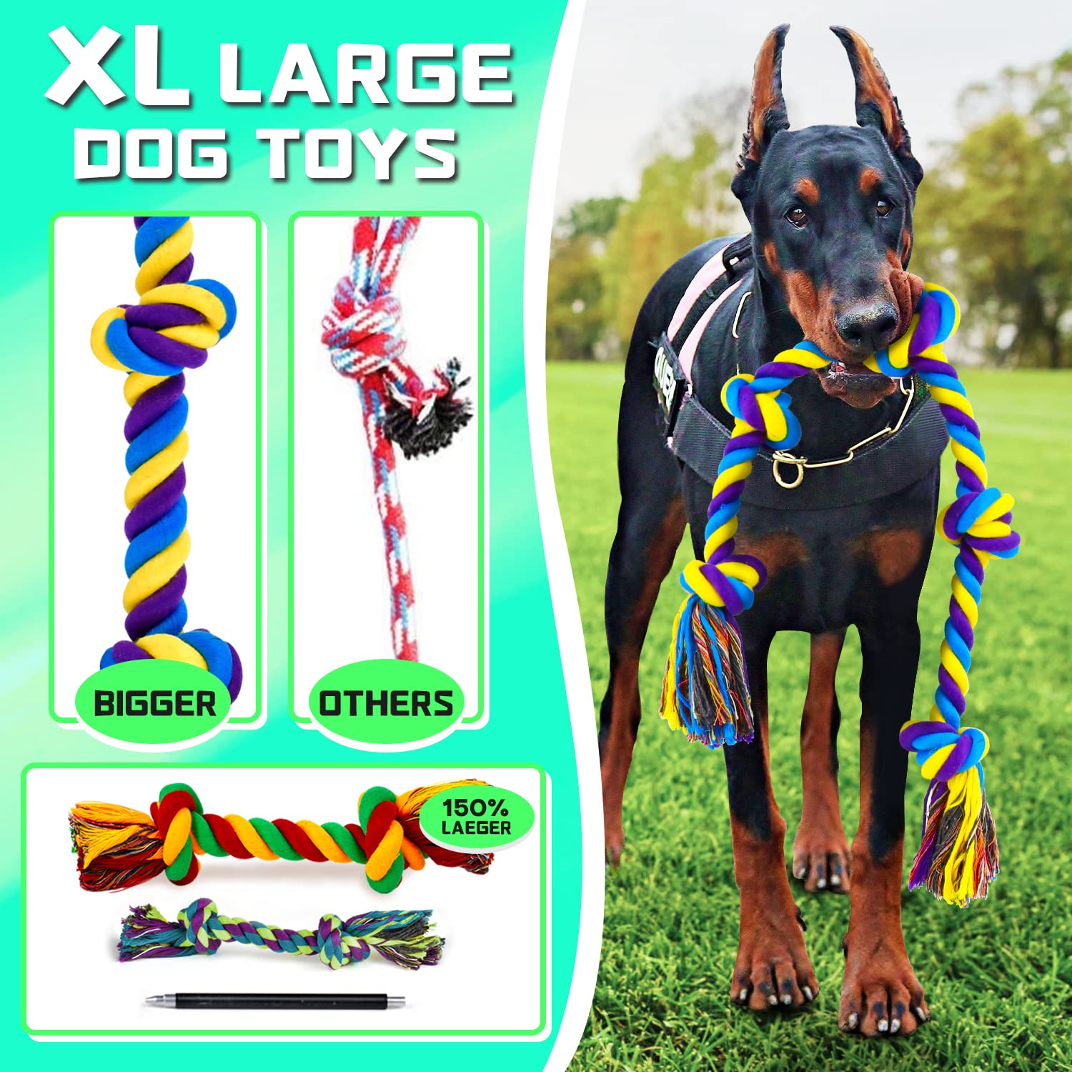 Cotton Rope Knot Ball Dog Toy Durable Interactive Tug Chew Toy Teeth Cleaning Pet Supplies for Puppy