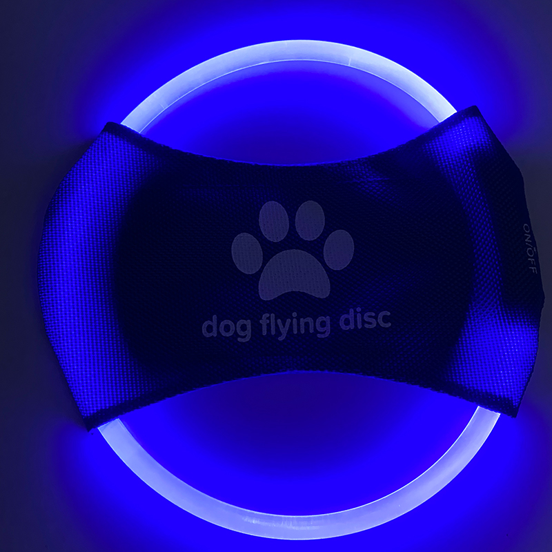 USB Rechargeable Eco-Friendly LED Flying Disc Outdoor Dog Fetch Night Luminous Light Training Pet Toy Nylon/Pu Fashion Design