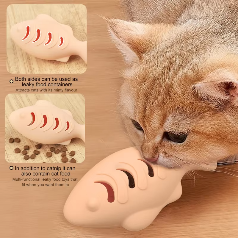 2026 New Arrivals Silicone Fish Toy Cats Dogs Pet Supplies Snacks Mint Toys Rubber Happy Bite Cat Stick