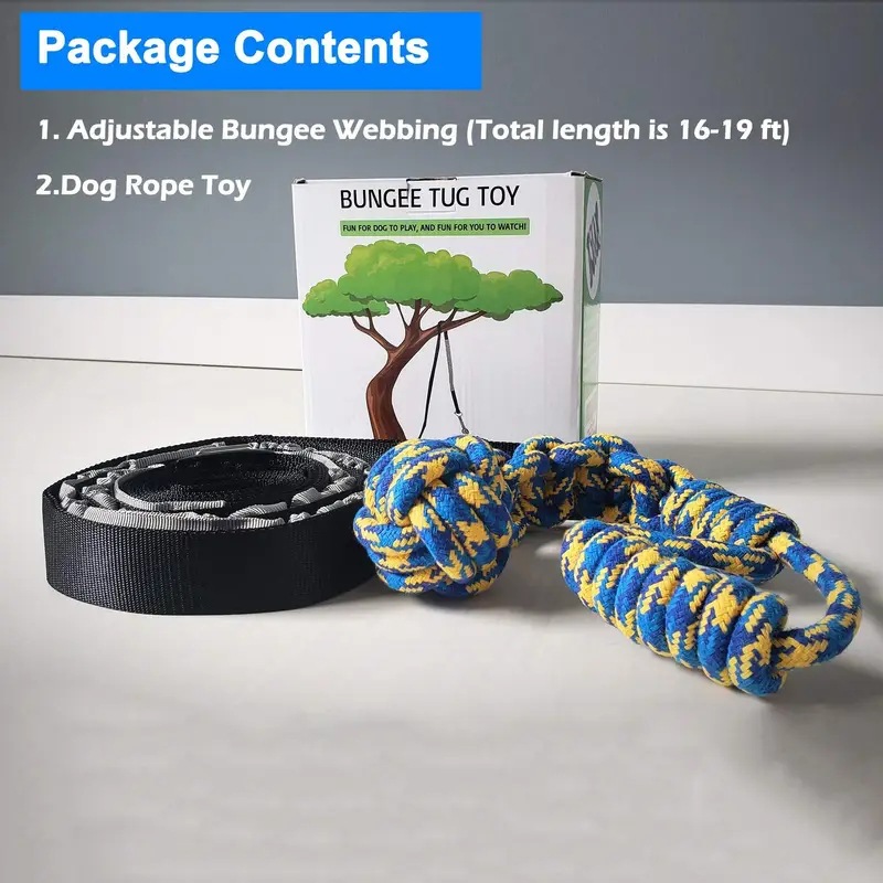 Indoor and Outdoor Pet Dog Tug-of-War Rope Toys Multi-Functional Elastic Pulling Rope Ball Interactive Chew Toys