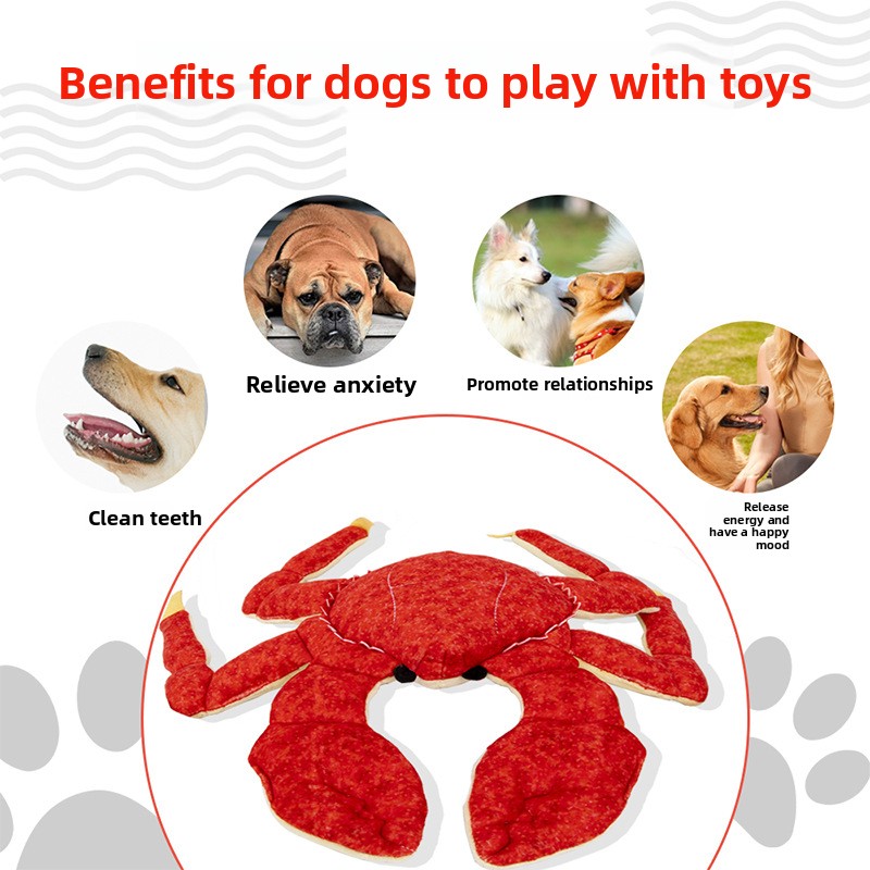 Crab Tug-of-War Plush Dog Toy - Interactive Squeaky Chew Toy with Rope Arms for Aggressive Play