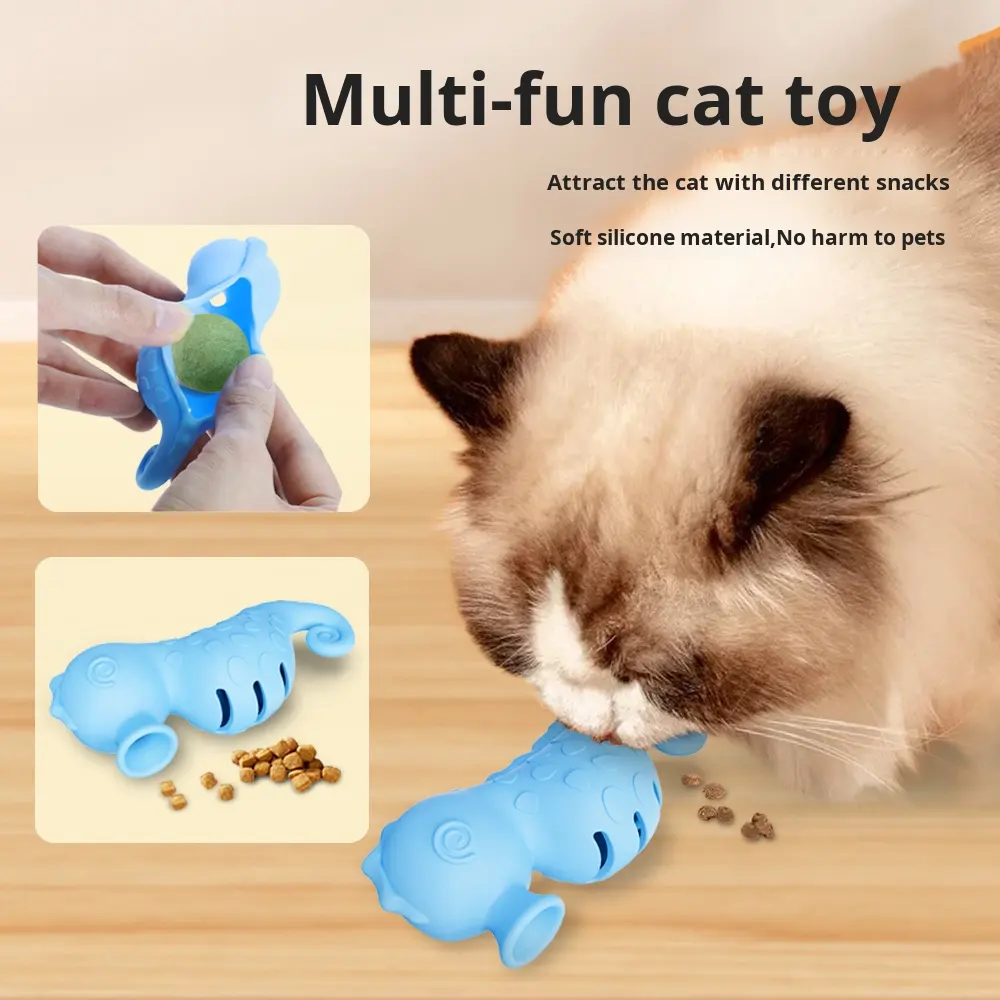 Pet Treat-Dispensing Teething Interactive Toy Safe Material Cat Toy for Self-Entertainment Boredom Relief Feeding Easy Wash Toy