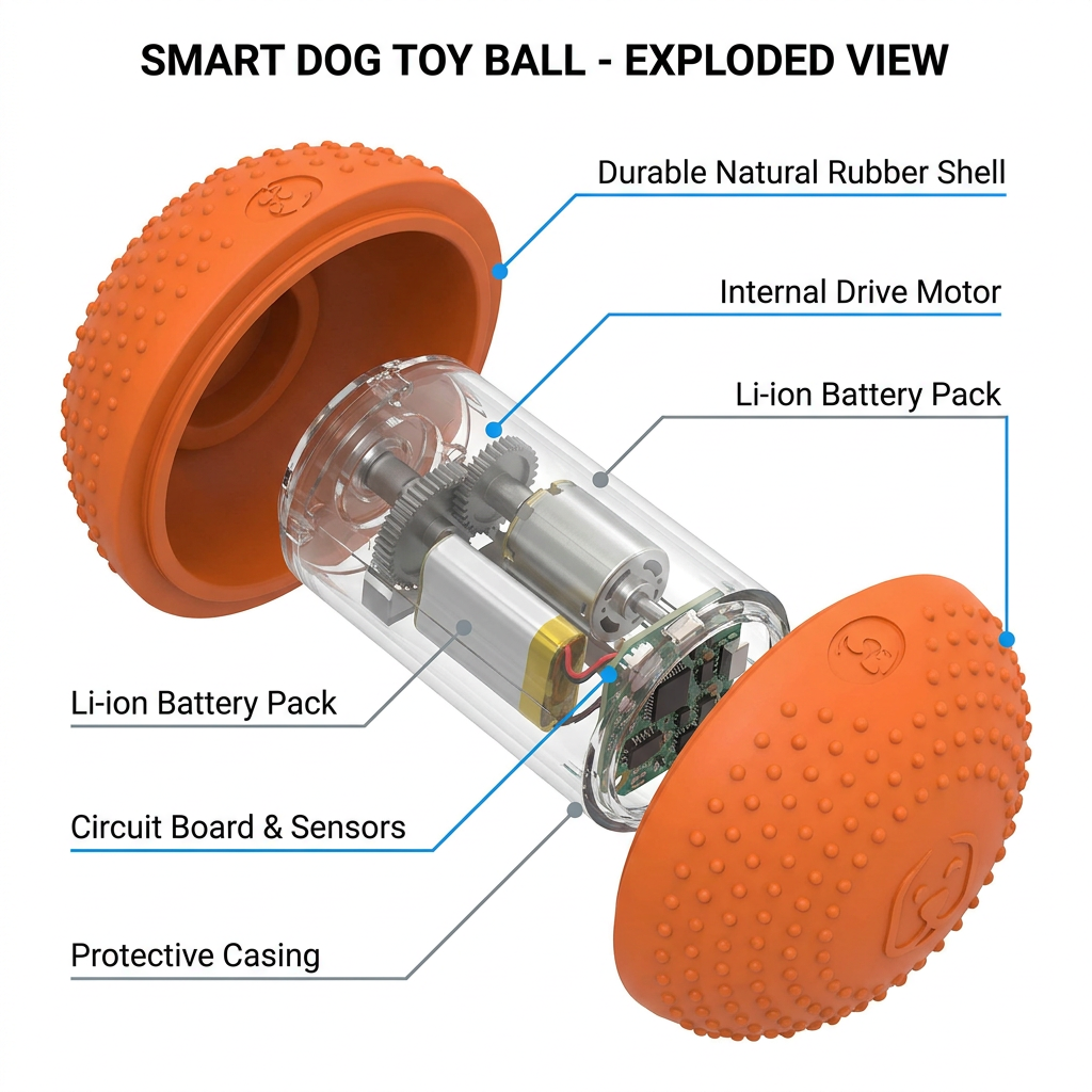 Bouncing Dog Toy Ball with Random Jump - Chew Resistant Interactive Puppy Ball for Fetch Training Indoor Outdoor Play