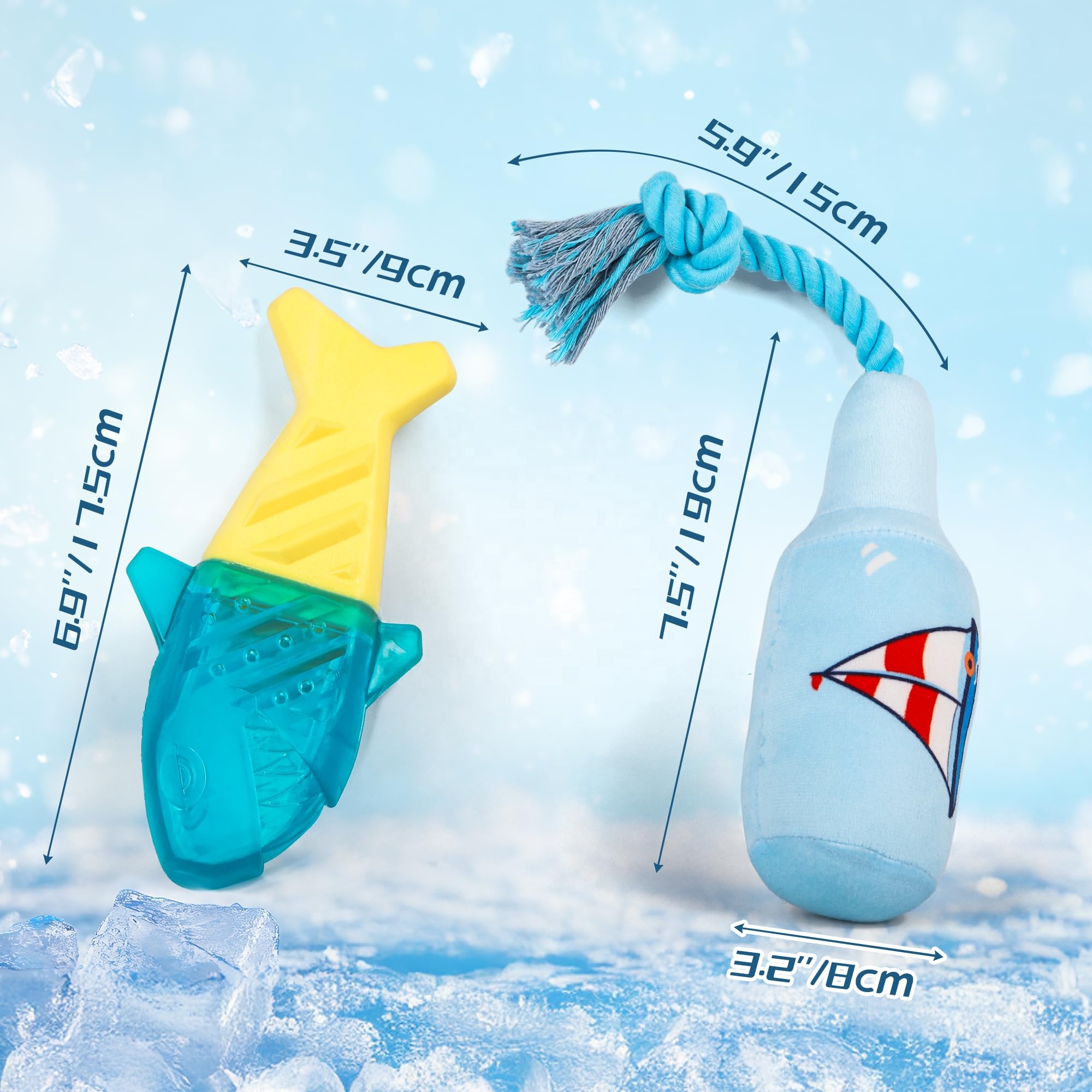 AFP Hot Summer Bite-resistant Dog Cooling Chew Toy With Rope Durable Floating On Water Pet Squeaky Chewing Toy For Beach Pool