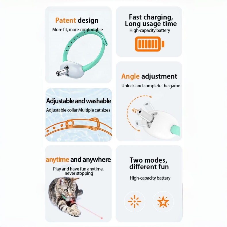 Automatic Modern Lifelike Smart Laser Toy Eco-Friendly USB Rechargeable PU & Silicone for Dogs & Cats