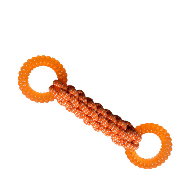 New Tug-Of-War Interactive Pet Cotton Rope Toy Bite-Resistant Molar Rubber Ring Braided Rope Toy