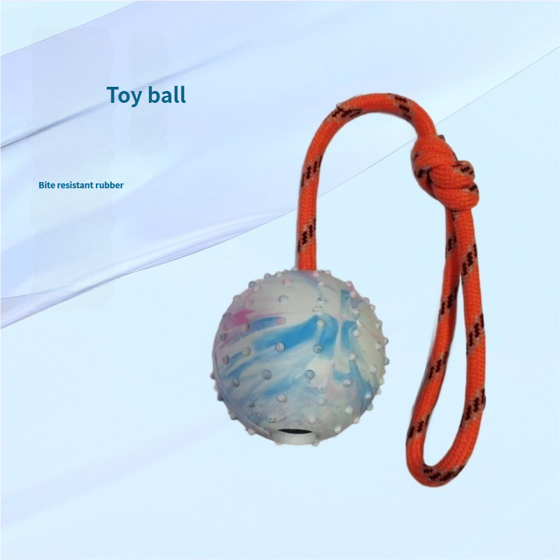 Interactive Rubber Dog Training Ball on Rope Launcher Simple Sport Style Chew Ball Toy for Reward and Play