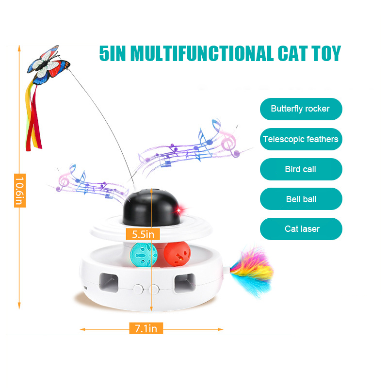 Custom Eco-Friendly Multi Function 5-in-1 Interactive Cat Toy for Indoor Play with Laser and Feather
