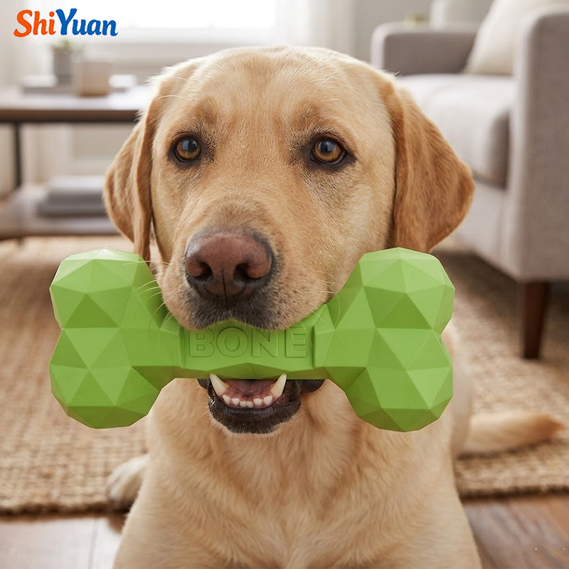 SHIYUAN Diamond Shape Dog Chew Toy, Rubber Treat Dispensing Bone Toy for Small Medium Large Dogs Dog Enrichment Chew Toy