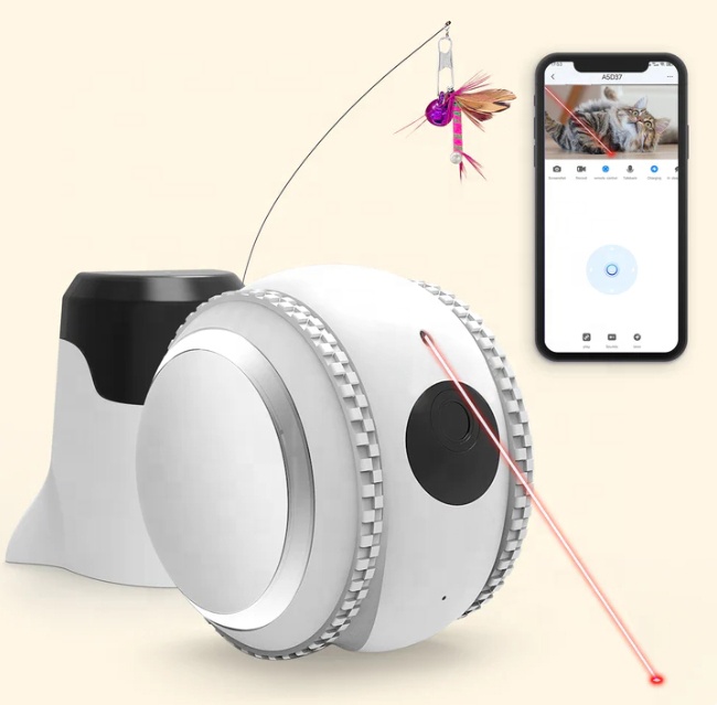 Smart Wireless App Remote Control Eco-Friendly Rubber &amp; Silicone Lovely Pet Camera Toy 1080P FHD Rolling Ball for Kitten