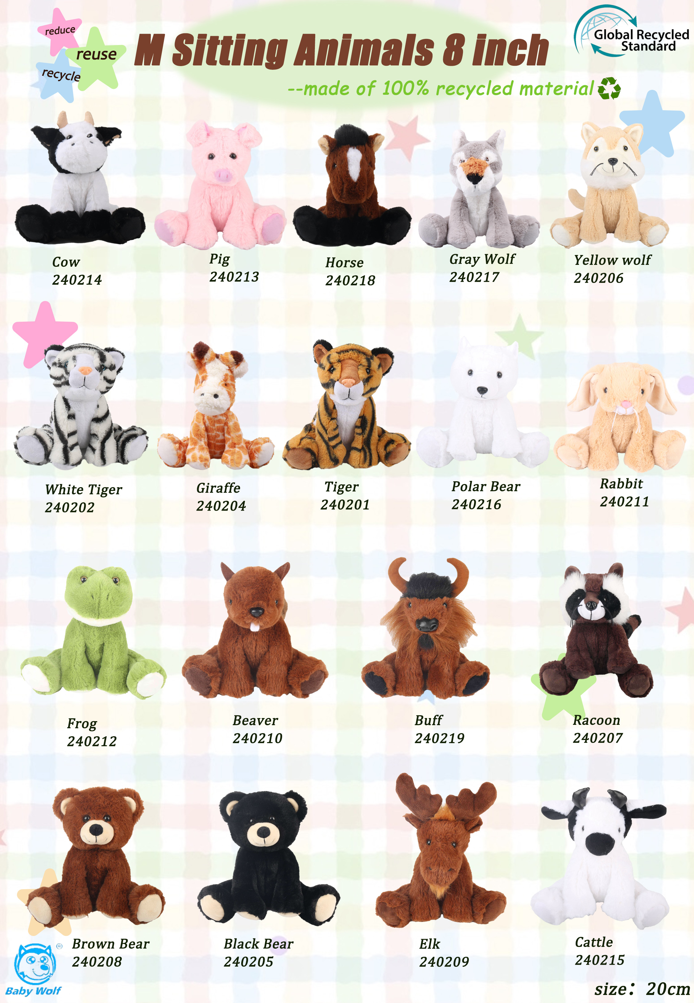 PET Wildlife Plush Toys Cow - 20cm Companions for Endless Hugs, Calming Anxiety &amp; Brightening Playrooms