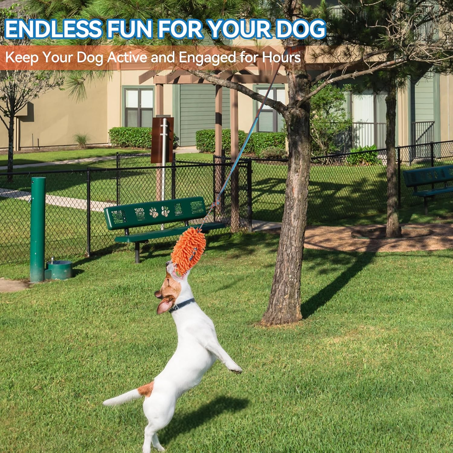 AFP Interactive Tug-of-War Game Pet Toys Outdoor Hanging Bungee Dog Tug Toy Soft Plush Dog Chew Rope Toy For Small &amp; Medium Dogs