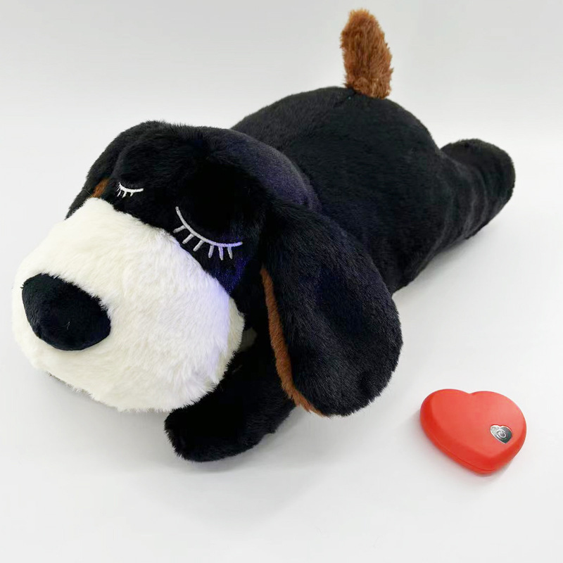 Heartbeat Felt Puppy Behavioral Training Snuggle Toy Anxiety Relief Sleep Aid Plush Doll Comforting Pet Squeak Toy for Dogs