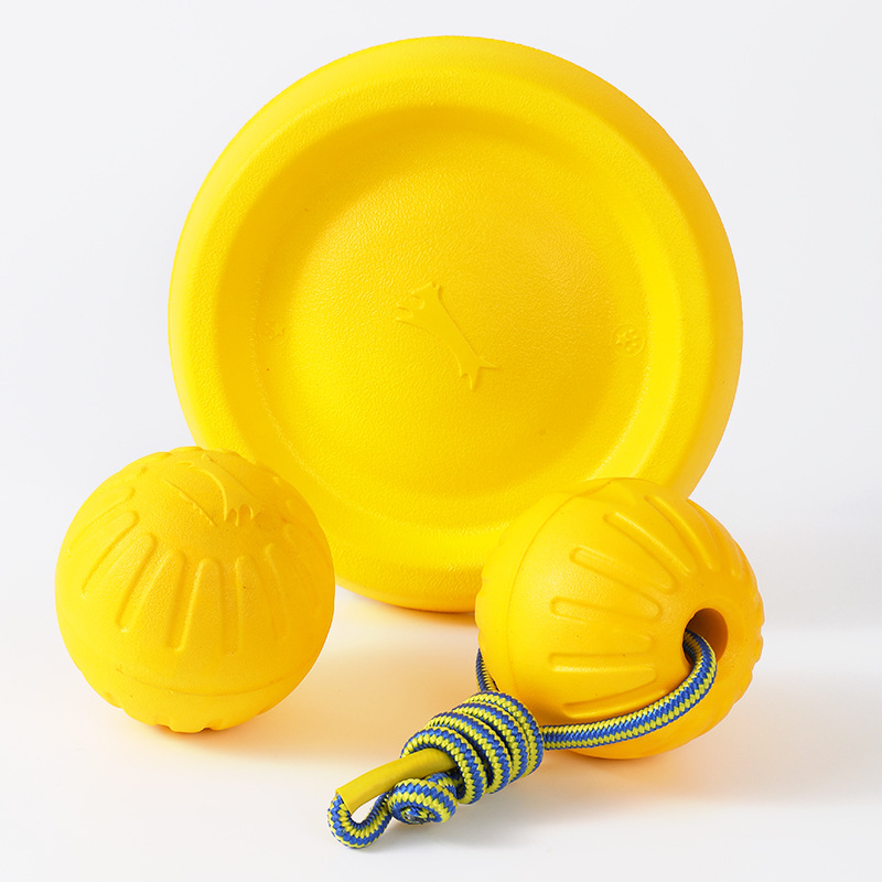Yellow 9 cm Floatable Durafoam Outside Water Eva Foam Floating Ball Ring Pet Dog Toy for Dog