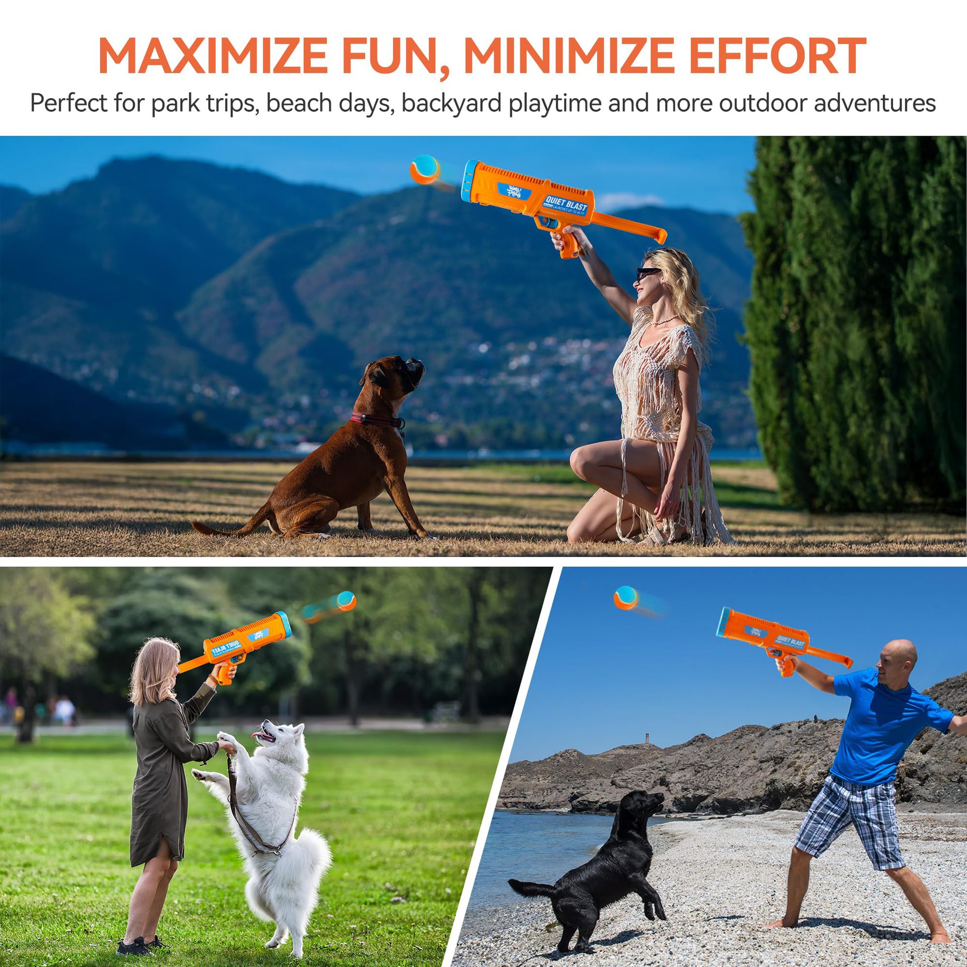 Dog Ball Launcher Pet Outdoor Sports Fetch Training Dog ABS Tennis Ball Long Distance 15m Handheld Launcher Pet Accessories